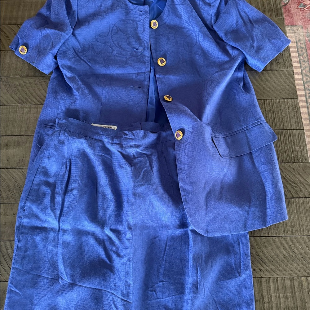 Vintage Amanda Smith Royal Blue 2 piece suit dress